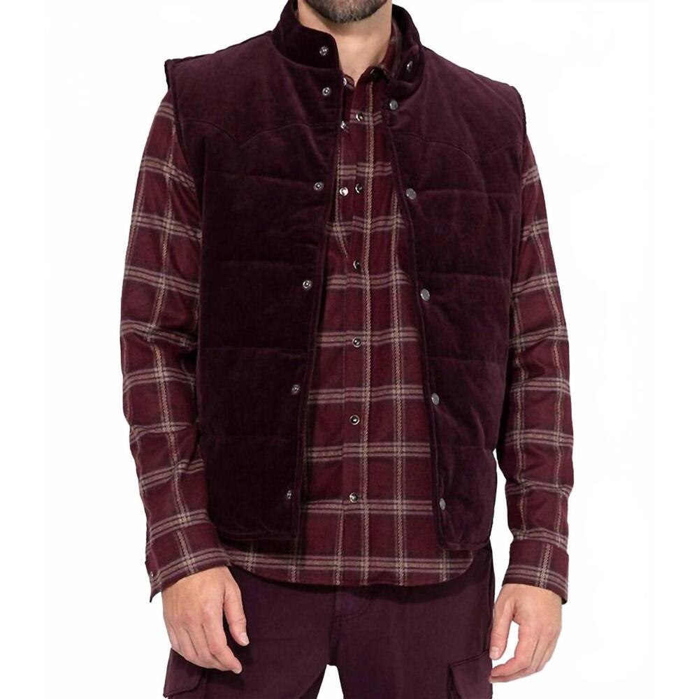 NEW MONFRERE wayne needle cord vest in plum